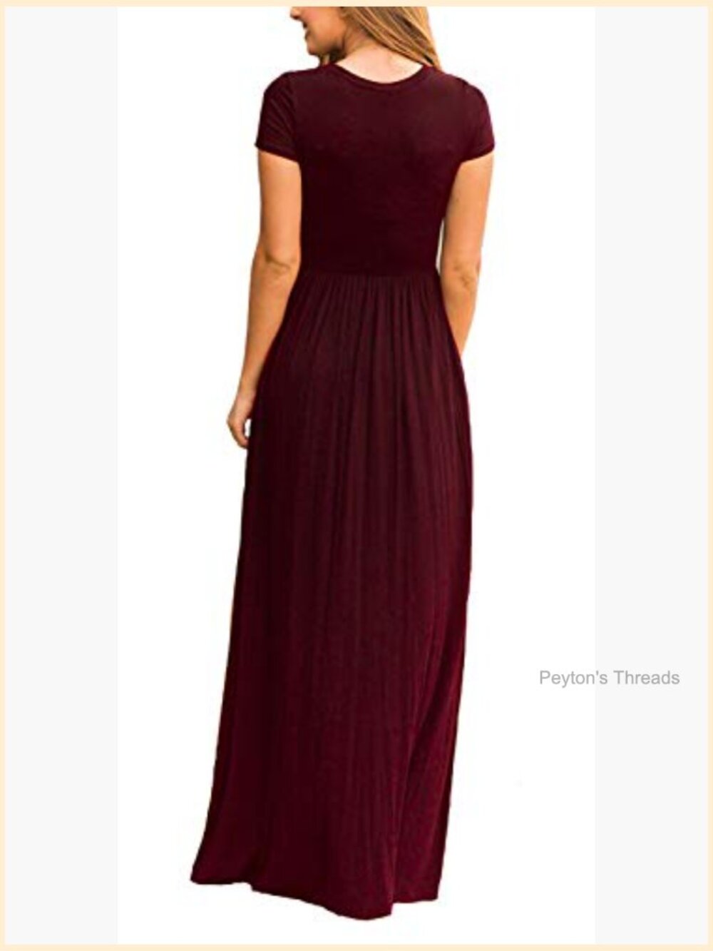 Women's Short Sleeve Maxi Dress with Pockets A-Line Loose Comfy Long Dress - Picture 4 of 7